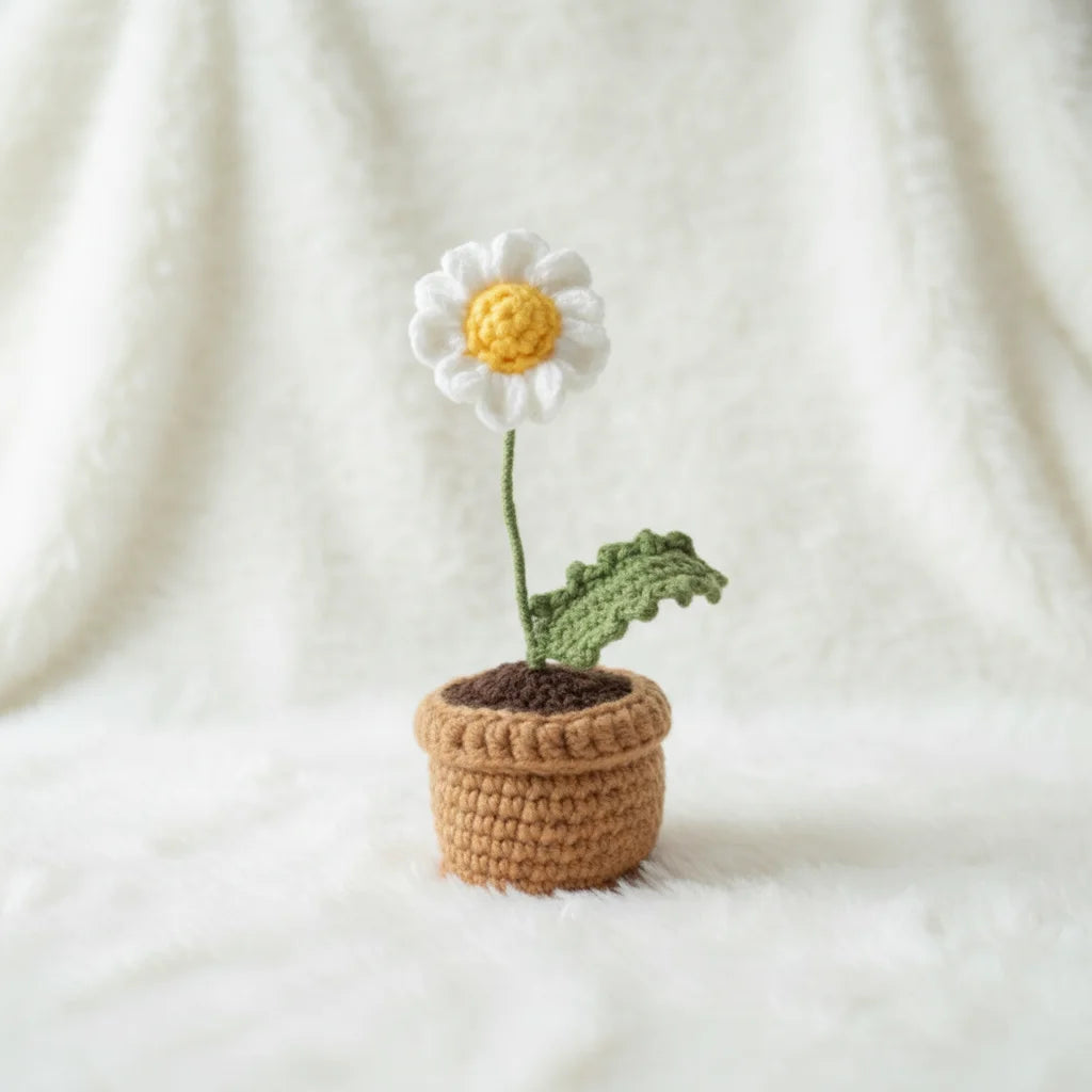 Aesthetic Crochet Flower - Handmade Decor - White