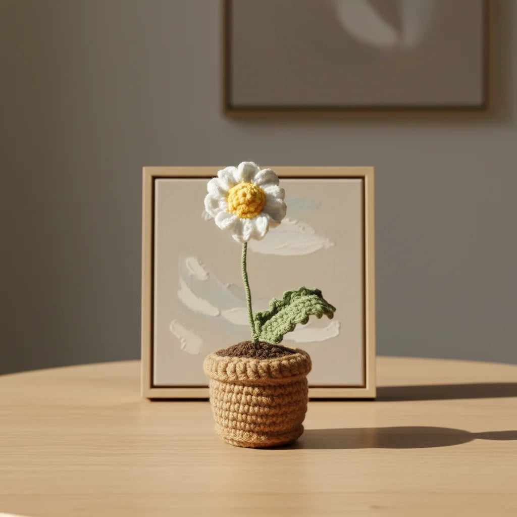 Aesthetic Crochet Flower - Handmade Decor - White