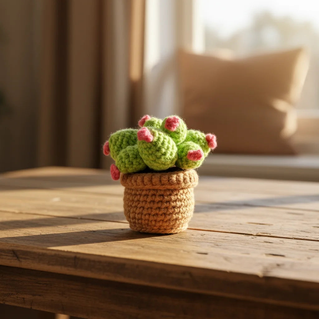Crochet Potted Star Cactus Plant - Decorative Gift