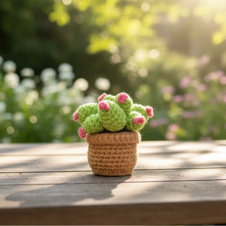 Crochet Potted Star Cactus Plant - Decorative Gift