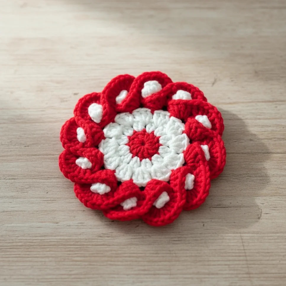 Handmade Crochet Flower Coaster - Elegant Table Decor