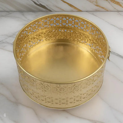 Golden Round Traditional Pooja Basket & Fruit Basket