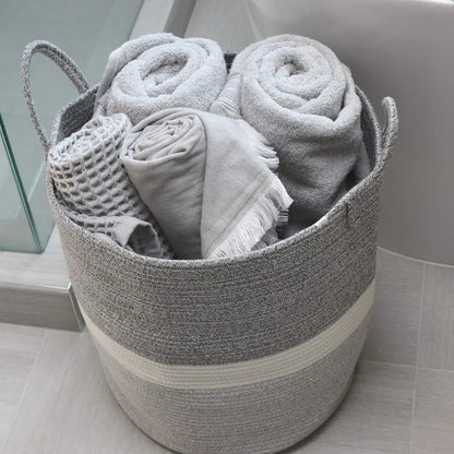 White & Grey Home Decor Basket - Medium, Large