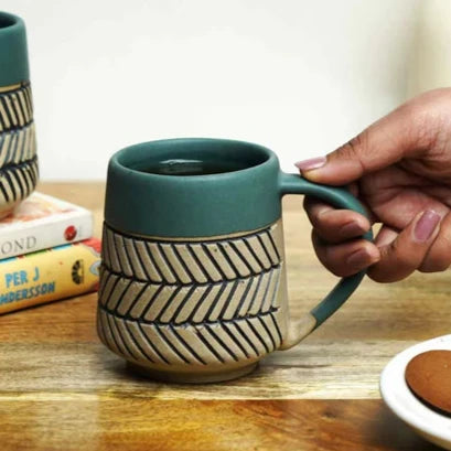 Handcrafted Sap Green Coffee Mug - 330 ml