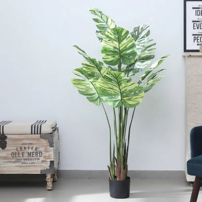 Variegated Monstera Foliage Plant with Pot - Artificial Plant