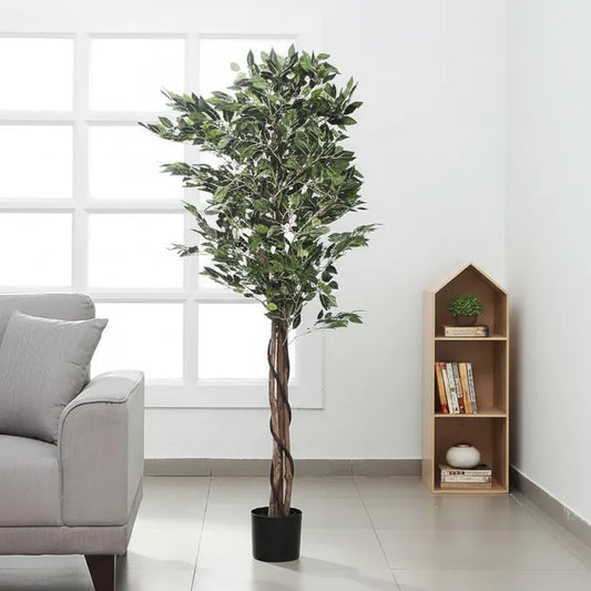 Mini Ficus Plant Trees with Pot for Decor - Artificial Plant