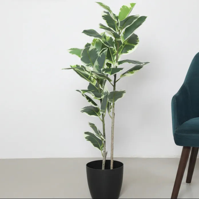 Rubber Foliage Floor Plant with Pot - Artificial Plant