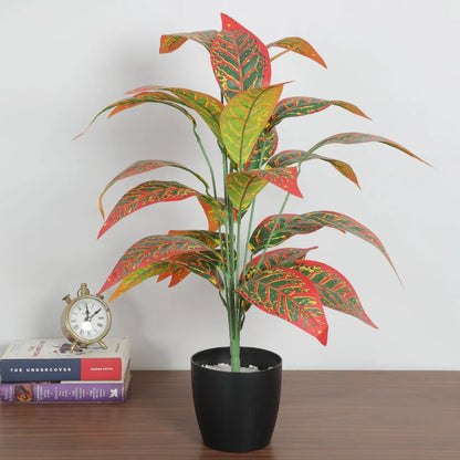 Iceton Croton Leaf Plant with Pot - Artificial Plant