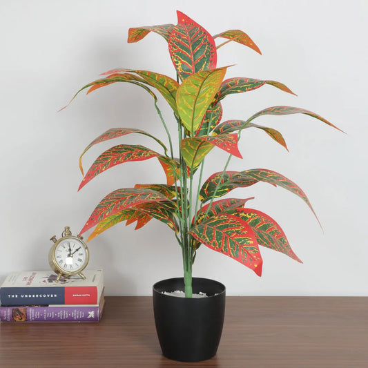 Iceton Croton Leaf Plant with Pot - Artificial Plant