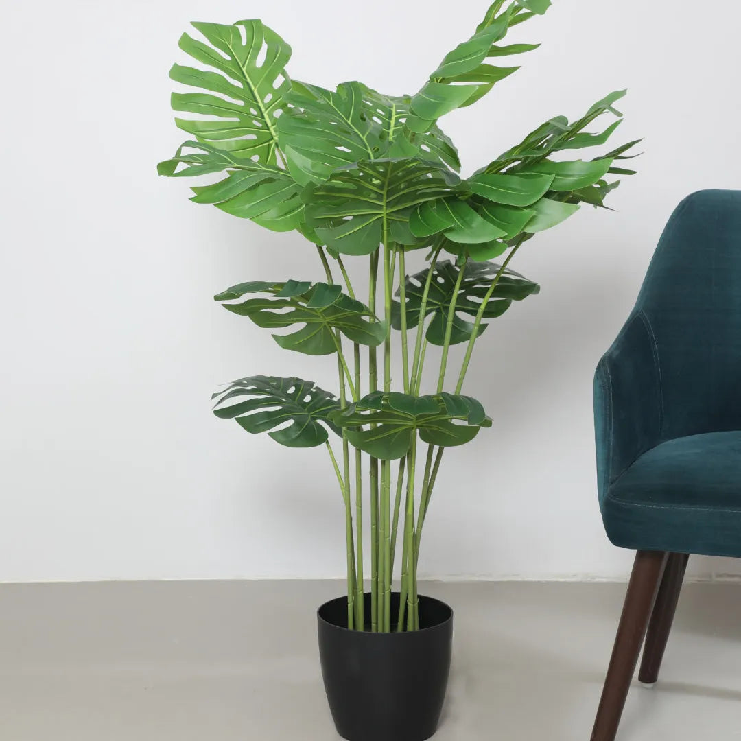 Decorative Monstera Leaf Floor Plant with Pot - Artificial Plant