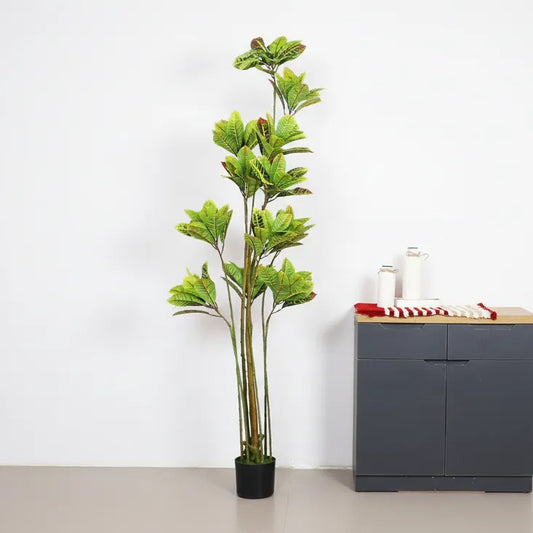 Tropical Iceton Croton Leaf Plant with Pot - Artificial Plant