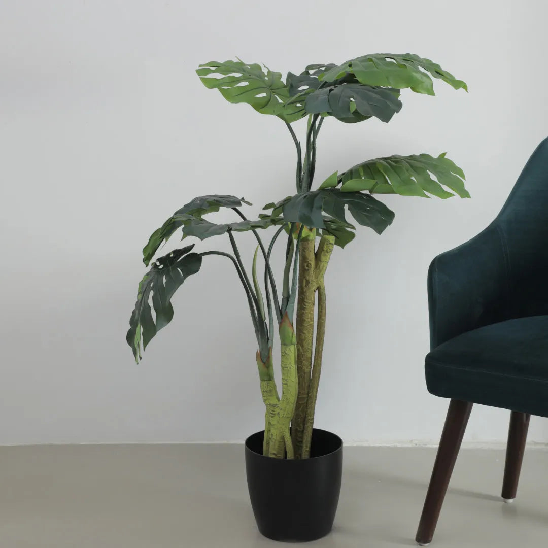 Monstera Leaf Plant with Pot for Decor - Artificial Plant