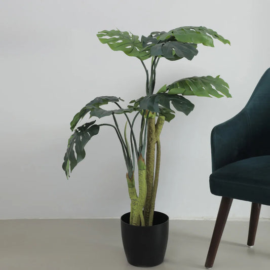 Monstera Leaf Plant with Pot for Decor - Artificial Plant
