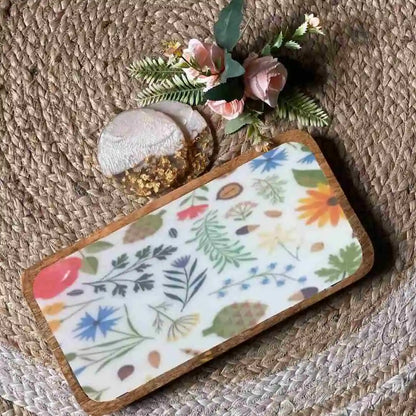 Colorful Spring Season Floral Print Wooden Serveware
