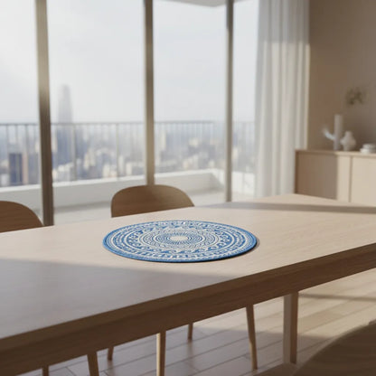 Printed Cotton Handcrafted Artisanal Placemats - White & Blue