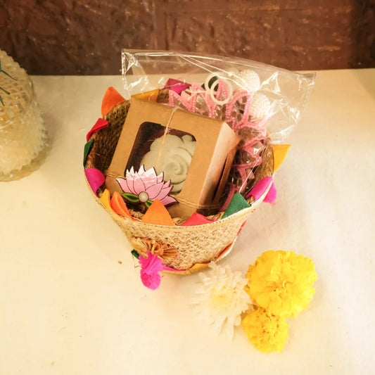 Mini Diwali Gift Hamper Jute Basket Aroma Set