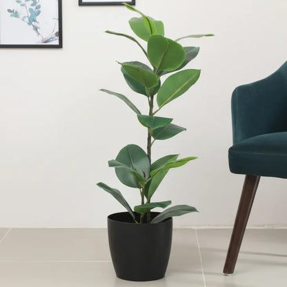 Rubber Leaf Plant with Pot for Home Decor - Artificial Plant