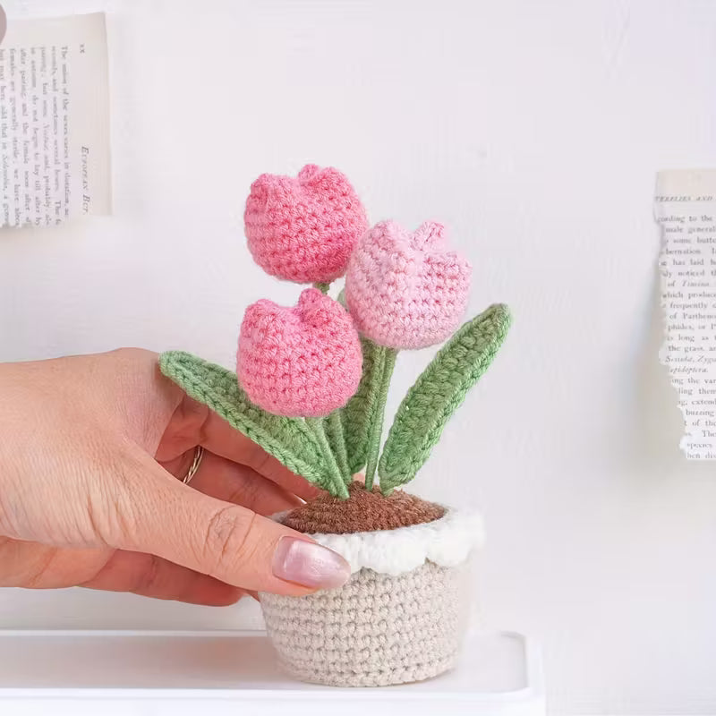 Crochet Flower with Pots - Home Decor - Tulip