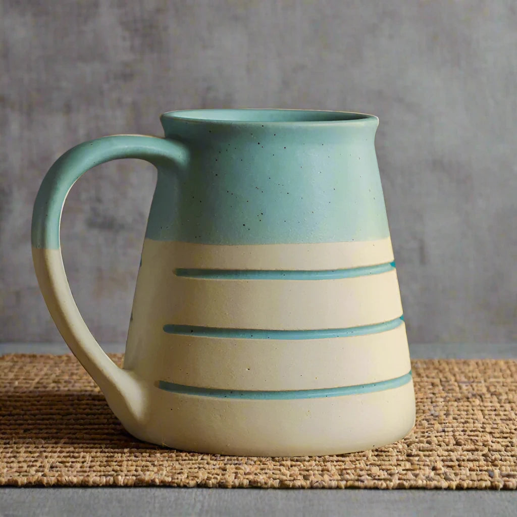 White & Blue Artisan Ceramic Mug - 330 ml