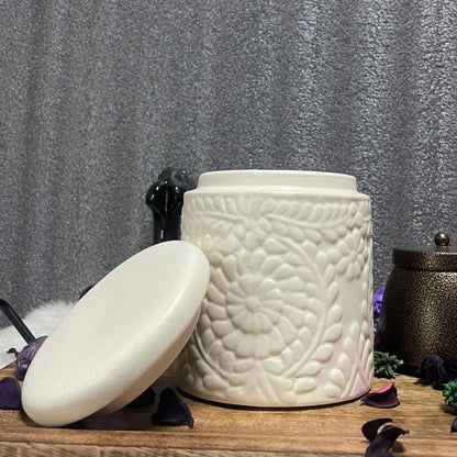 Artisanal Handcrafted White Ceramic Storage Jar - 1000 ml