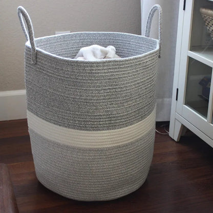 White & Grey Home Decor Basket - Medium, Large