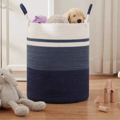 Ocean Blue Cotton Laundry Organizer Basket - Medium, Large