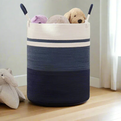 Ocean Blue Cotton Laundry Organizer Basket - Medium, Large