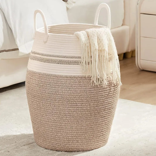 Brown & White Laundry Hamper - Medium, Large