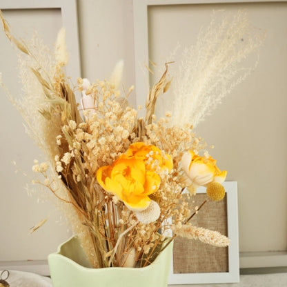 Matcha Sculpted Ceramic Vase with Dried Flowers