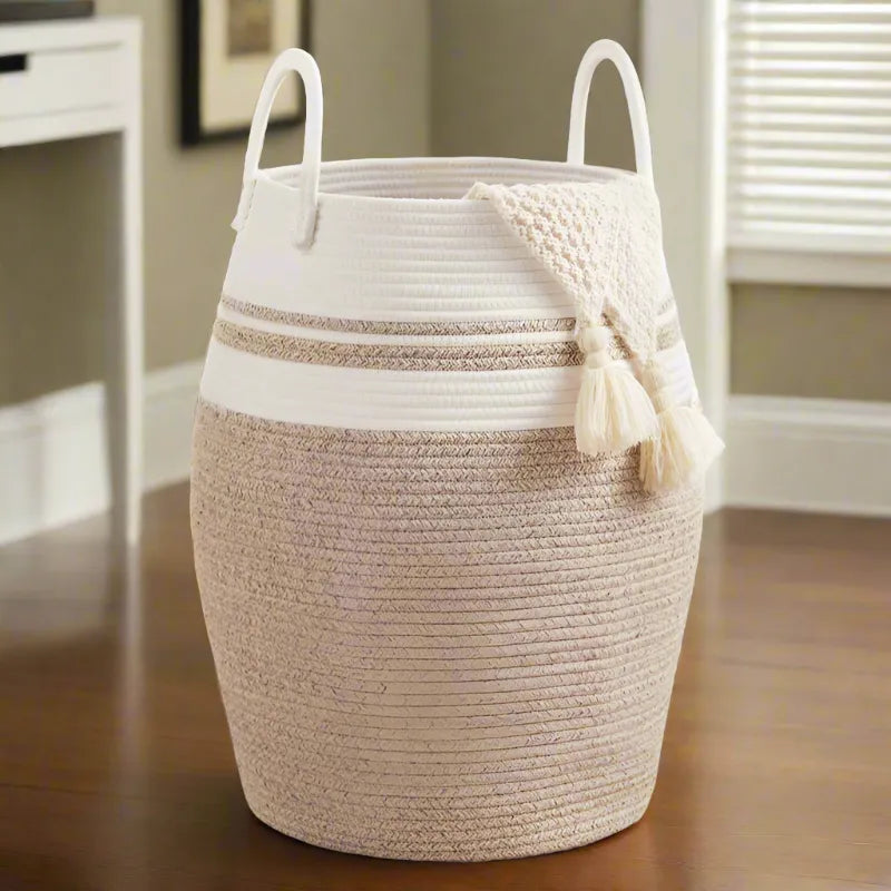 Brown & White Laundry Hamper - Medium, Large