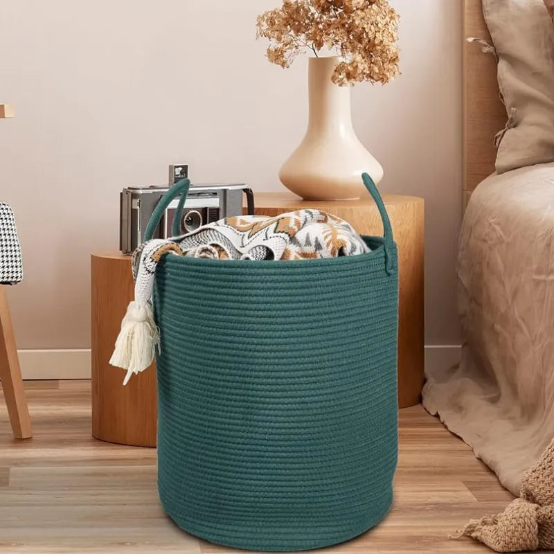 Green Tranquil Cotton Storage Basket - Medium, Large