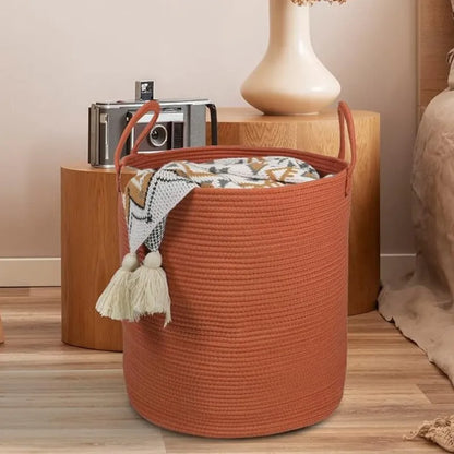 Rust Trendy Cotton Storage Basket - Medium, Large