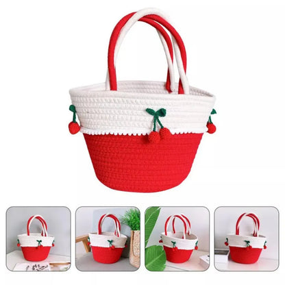 Vacation Vibes Cotton Tote bag - White & Red