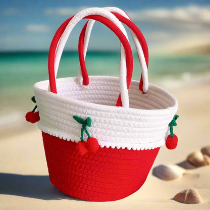 Vacation Vibes Cotton Tote bag - White & Red