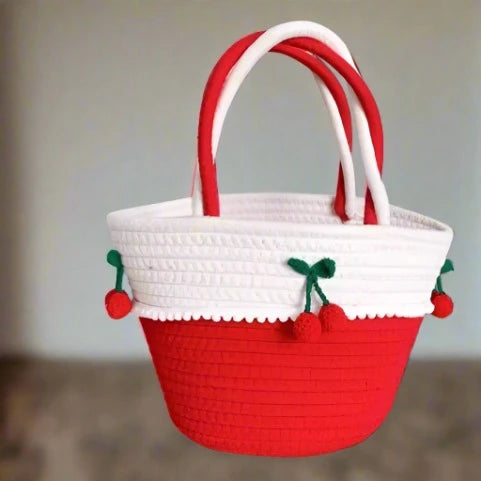 Vacation Vibes Cotton Tote bag - White & Red