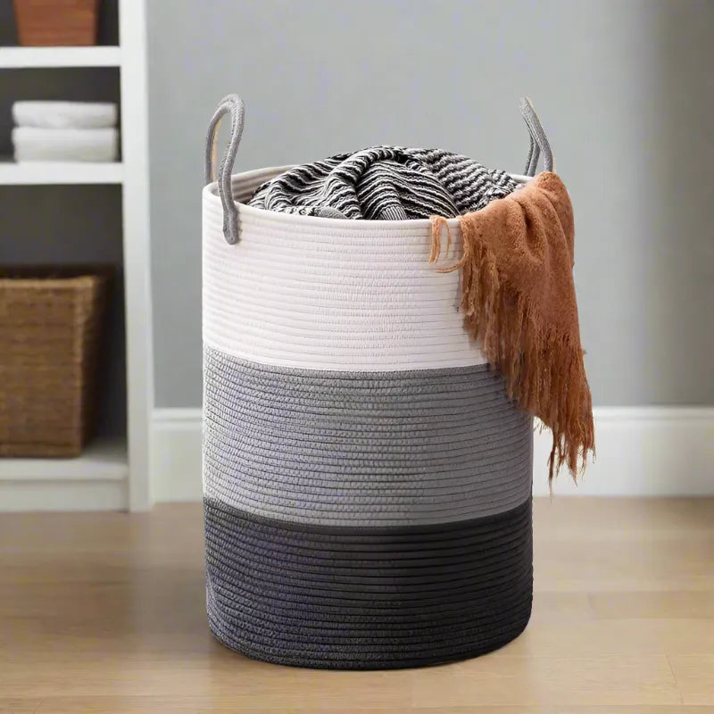 White & Grey Eco-Friendly Clothes Hamper - Medium, Large