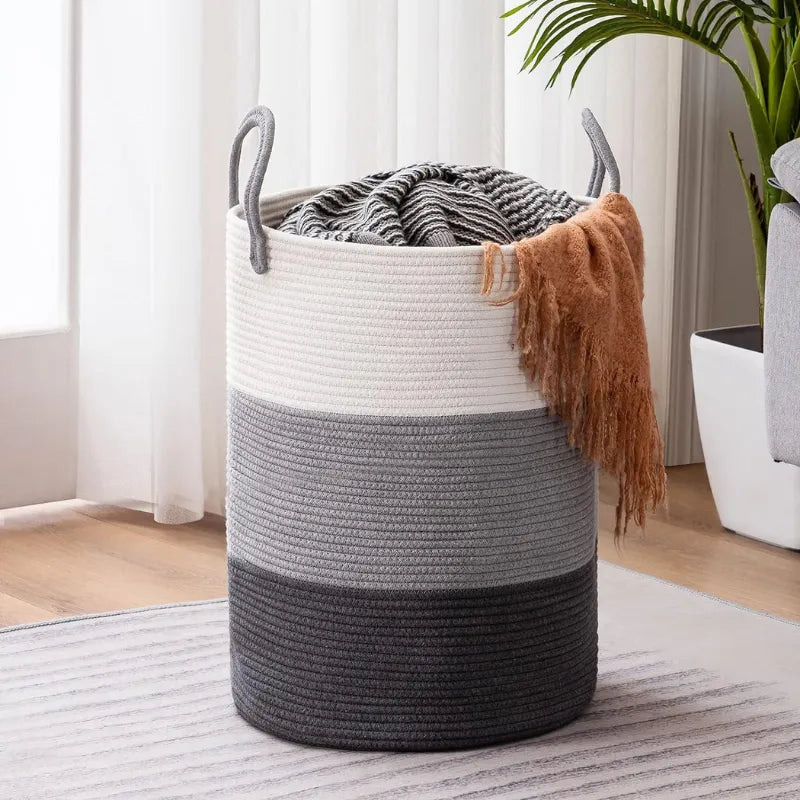 White & Grey Eco-Friendly Clothes Hamper - Medium, Large