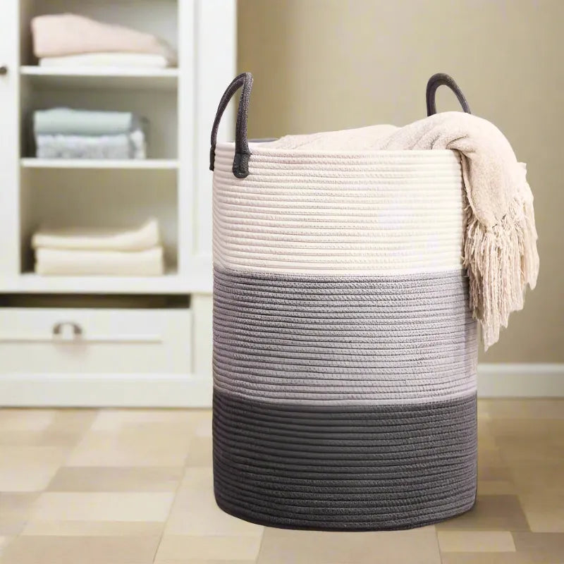 White & Grey Eco-Friendly Clothes Hamper - Medium, Large