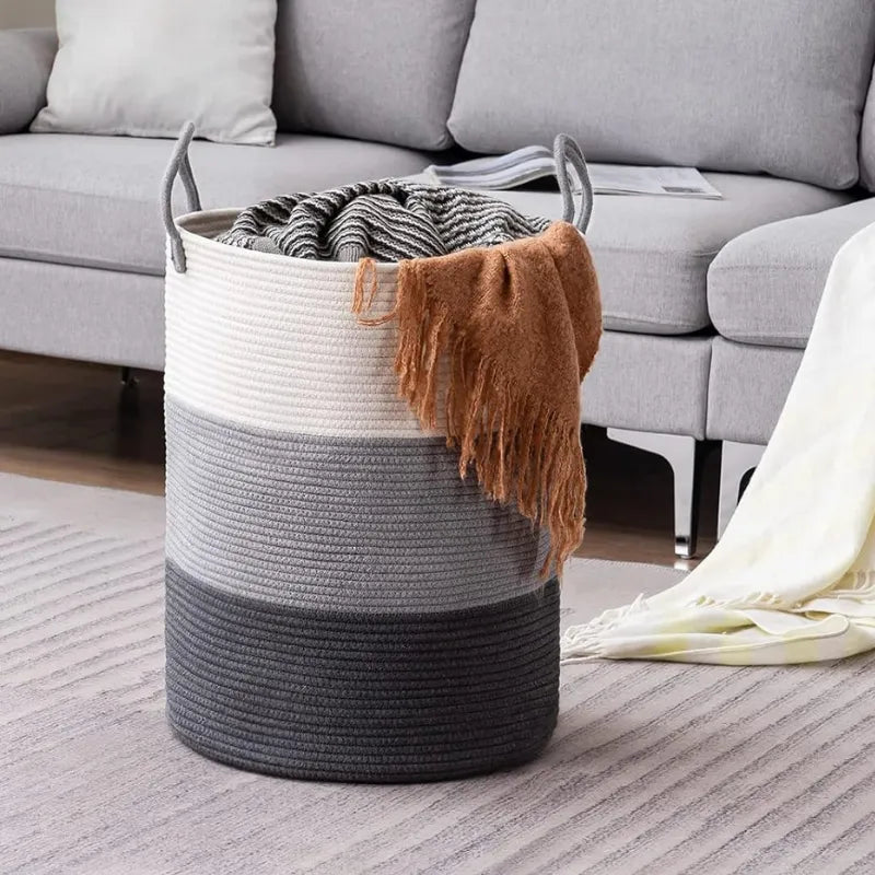 White & Grey Eco-Friendly Clothes Hamper - Medium, Large