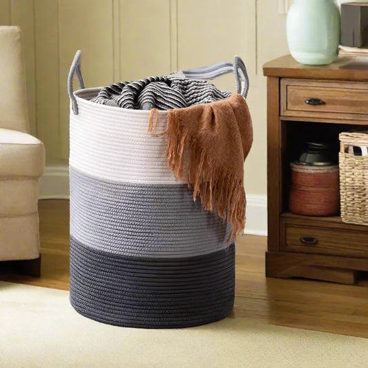 White & Grey Eco-Friendly Clothes Hamper - Medium, Large