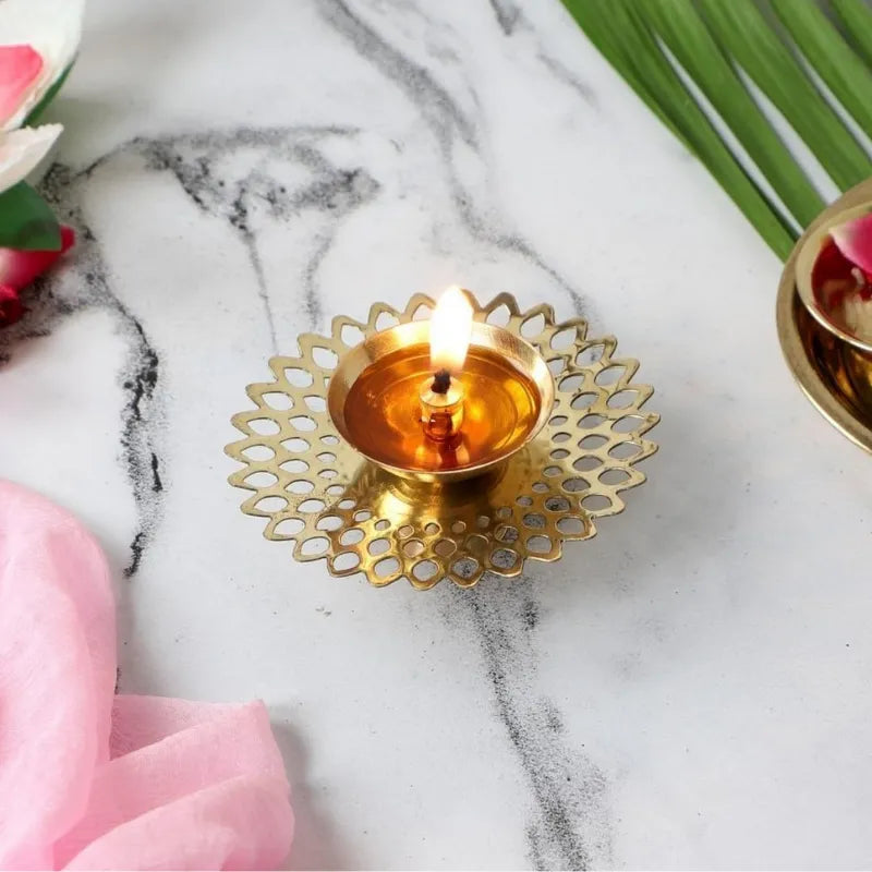 Decorative Golden Brass Diya Stands for Decor