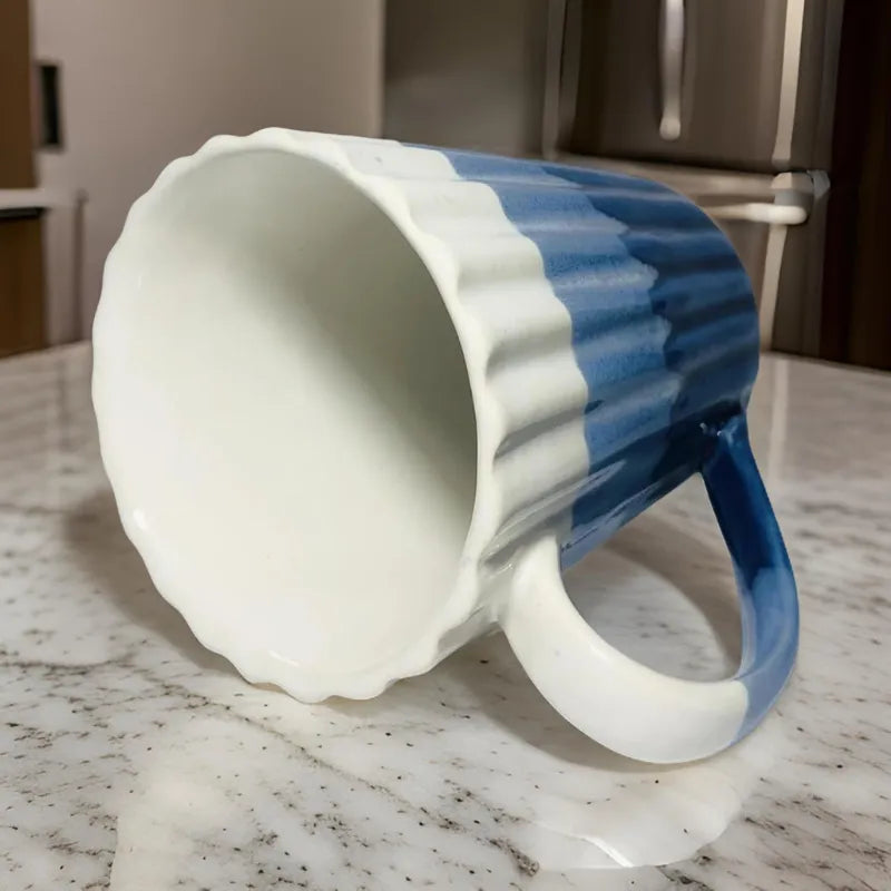 White & Blue Triple Shade Ceramic Mug - 300 ml