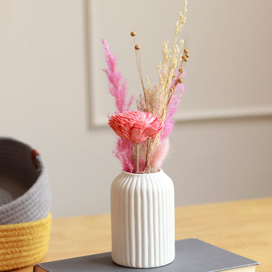 Snow White Ceramic Vase with Aroma Bunch