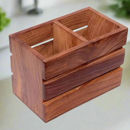 Wooden Cutlery Stand - 8 inch x 6 inch x 3 inch