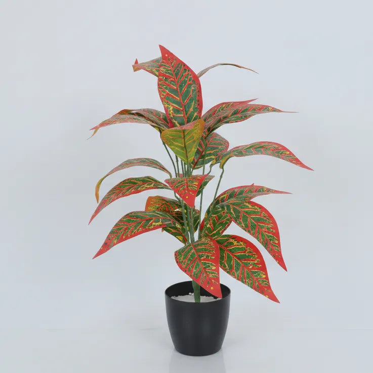 Iceton Croton Leaf Plant with Pot - Artificial Plant