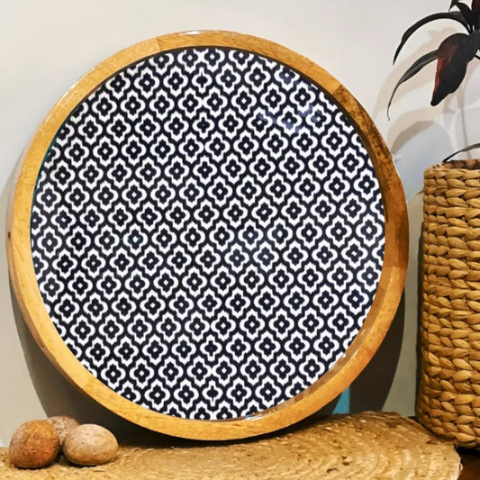 Immersive Midnight Clover Print Wooden Serveware