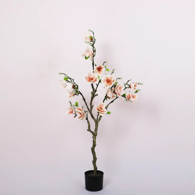 Magnolia Flowers Plant Faux Silk Potted Tree - Artificial Plant