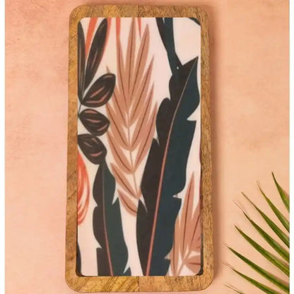 Orange Savanna Leaves Print Wooden Serveware