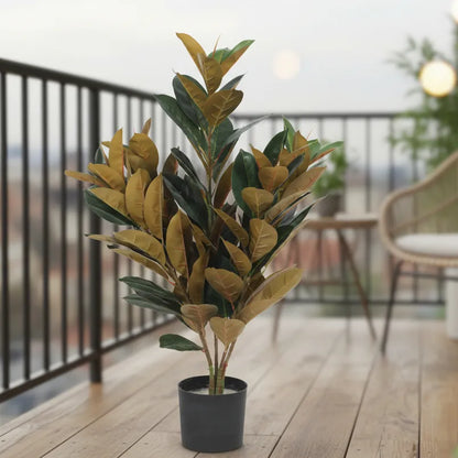 Rubber Plant with Pot for Home and Office Decor - Artificial Plant
