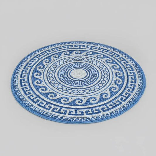Printed Cotton Handcrafted Artisanal Placemats - White & Blue